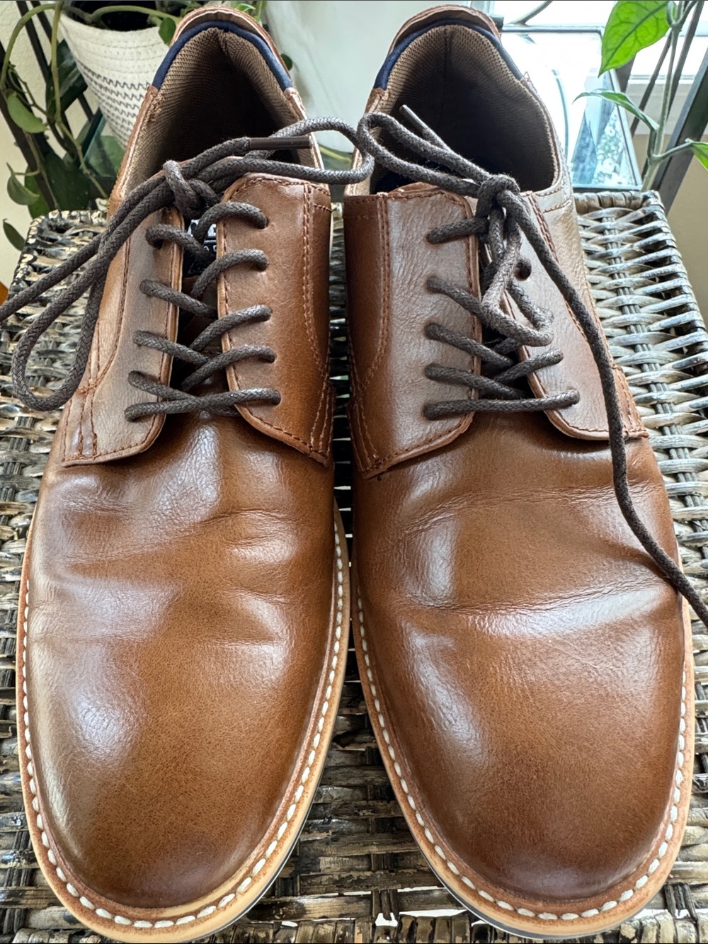 Madden Men's Brown Leather Lace-Up Loafer Dress Shoes size 8.5